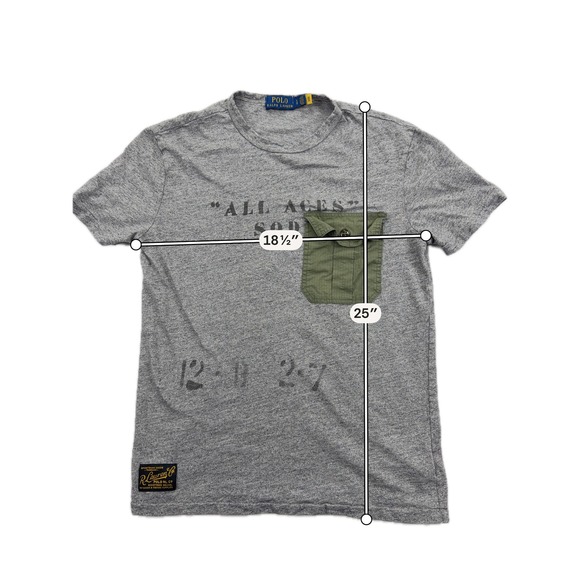 Polo Ralph Lauren Military Graphic Pocket T-Shirt Cotton Small Heather Grey - Picture 8 of 9